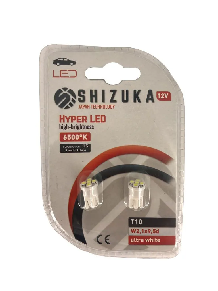 Lampa Hyper-led 12v 6500 K T10 5smd X 3chip Ultra White  10415 Shizuka 